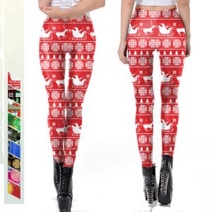 Leggings de Noël imprimés en 3D Stretch Womens Fashion Collants Sexy Cadeau d'anniversaire Pantalon adulte S-XL