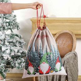 Christmas Advent Calendar Countdown Gift Bag Jute Candy DIY Xmas Calendrier Drawstring Linnen Bundel Pocket bedekt