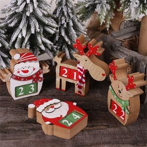 Calendrier de l'avent de Noël bois peint vieil homme bonhomme de neige décorations de table intérieure pour les cadeaux du Nouvel An pour enfants 201017