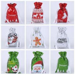 Papel de aluminio de Navidad Envoltura de regalo Bolsas con cordón Bolsa de dulces Decoración Regalos Embalaje Bolsa de regalos Festival Suministros para fiestas Bolsa B1102