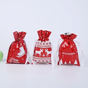 Papel de aluminio de Navidad Envoltura de regalo Bolsas con cordón Bolsa de dulces Decoración Regalos Embalaje Bolsa de regalos Festival Suministros para fiestas Bolsa i0831