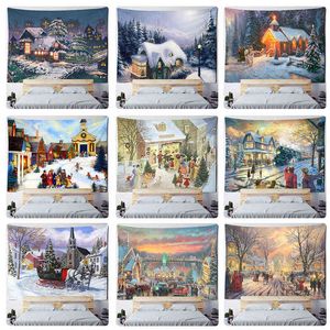 Kerstmis en nieuwjaars dansfeest tapijtwand hangen vakantie cadeau sneeuwdoll olieverf kunstkamer home decor j220804