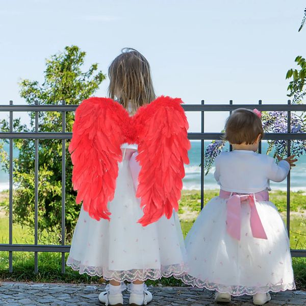 Christmas Angel Wings Child Adult Halloween Costume Red Cupid Kids Prop