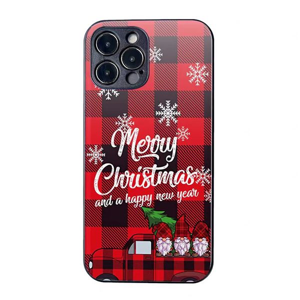 Noël Animal Squarery Cellulaire Mobile Téléphone Cas Verre Dur pour iPhone 14 13 pro max 12 11 7 8 plus x xs xr 12 mini Couvre Mode Nouveau Designer