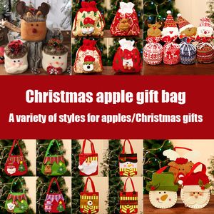 Sac cadeau pomme de Noël sac à bonbons sac à main accessoires de vacances brossés décoratifs pour enfants