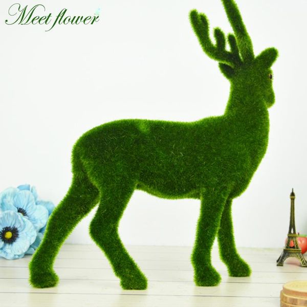 Navidad Artificial musgo ciervo simulación liquen Animal Tufting mesa de escritorio decoración del hogar planta de flores falsas accesorios de tiro