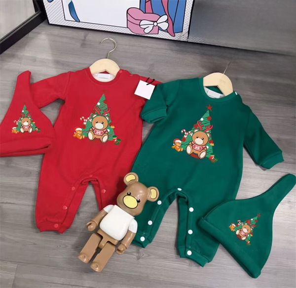 Navidad Bebés niños pequeños mamelucos gruesos moda chándal diseñador estampado letra mameluco lindo bebé otoño niños monos niños niña niños escalada conjunto ropa