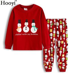 Christmas Baby Boy Pajamas Clothes Suits Red X'MAS Children Gift Pyjamas Sleep Suit Snowman Chillin' With My Homies 2-7Year 210413