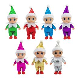 Kerstmis Baby Elf op een plankpoppen Twins Todder Elves Shining 7 Nieuwe kleuren vriendelijkheid Kind Baby's Doll speelgoed Decoratie op het schapaccessoires geschenk voor kinderen