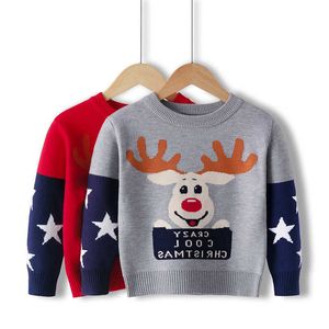 Kerstmis baby meisje trui herfst winter kinderen trui jongens 'pullover vijfhoekige herten gebreide trui kinderen slijtage Y1024