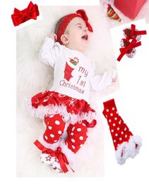 Weihnachten Baby Strampler Kleid Anzug 4 PCSSet Schneeflocke Langarm Neugeborenen Kleidung 024 Monate Baby Mädchen Kleidung Set 10 Styl9538724