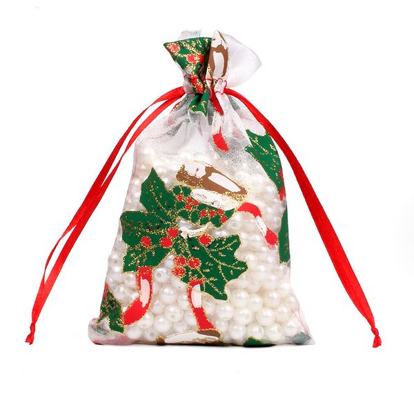 Bolso de Navidad 13 * 18 cm Lindo regalo de caramelo Santa Sacks Muñeco de nieve Santa Claus ciervos Oso gasa Santa Saco Ornamentos de Navidad Colgantes al por mayor