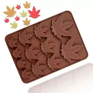 Moldes para hornear de Navidad, moldes de bricolaje, tamaño de hoja de arce, molde de gelatina para galletas, molde de silicona para Chocolate FY5441