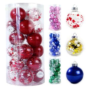 Kerstbal 24 stks / doos Diameter 6cm Plastic Ronde Bol Kerstmis boom Ornament Woondecoratie Nieuwjaar Gift