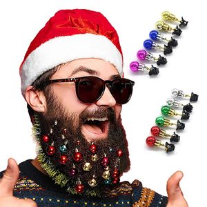 Adornos de barba de bola de Navidad 12 unids/set coloridos adornos de pelo Facial de Navidad para hombres decoración de bigote