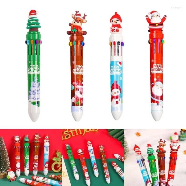 Bolígrafo navideño 10 en 1 retráctil multicolor para regalo de fiesta de recompensa de Calss para niños