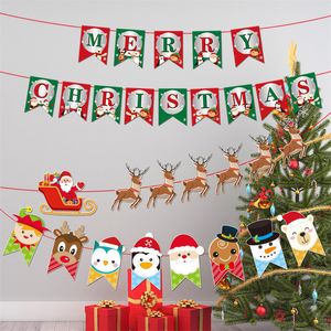 Kerstbanners papier hangende vlaggen santa claus sneeuwman herten kerstboom bunting slinger vrolijke decoraties voor huis 03 y201020
