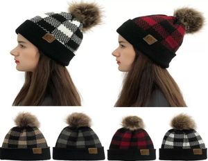 Gorros navideños gorro de lana cálido Navidad generoso enrejado engarzado color a juego CC estándar bola de lana desmontable engarzado tejido 6902246