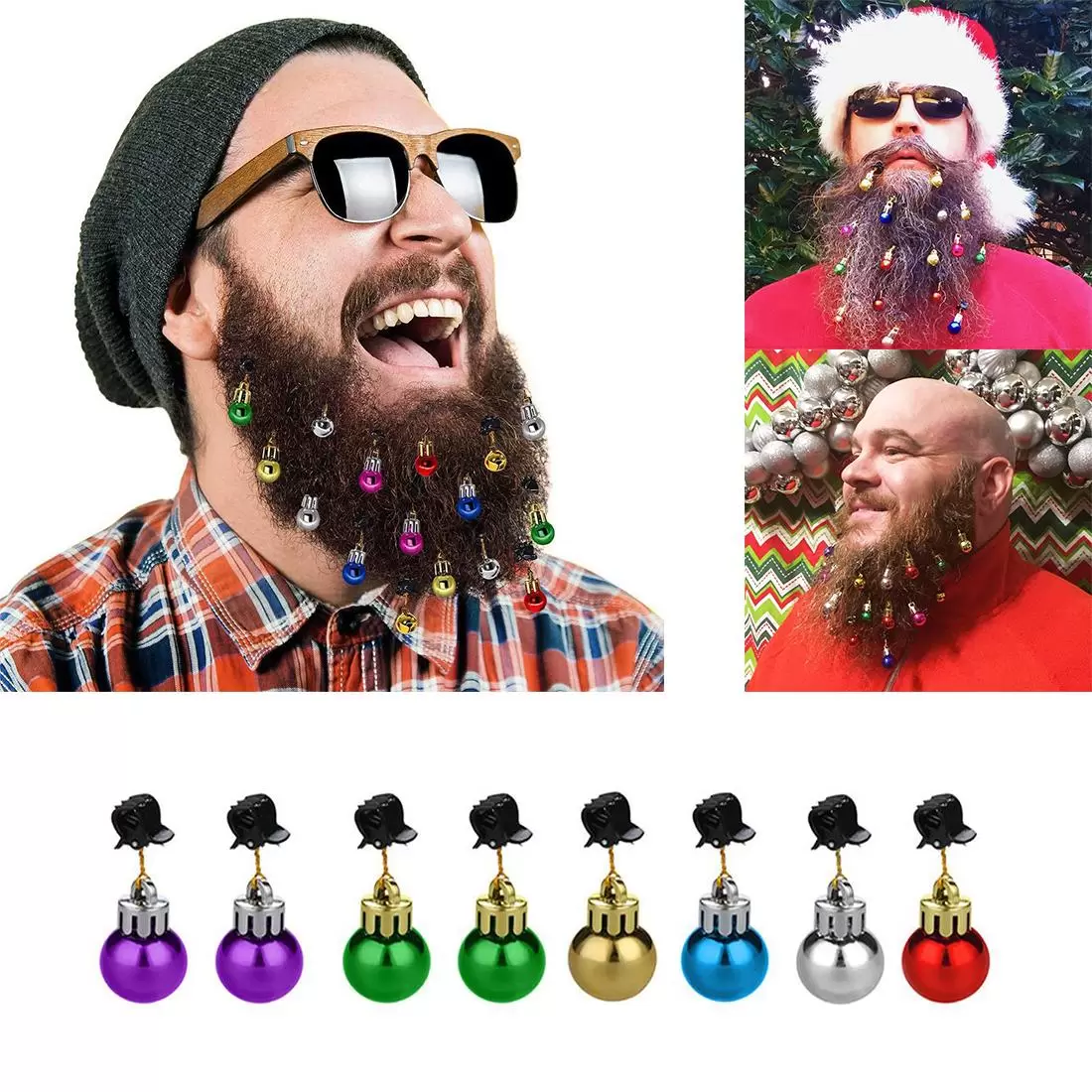 Christmas Beard Hanging Ornaments Santa Claus Decor Santa Claus Beard Bell Clip Christmas tree decorations Hair clip