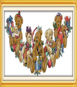 Christmas Bears Doll Home Decor Paintings Handmade Cross Stitch Brodemery Needlework Ensembles comptés Impression sur toile DMC 14CT 11CT8795956