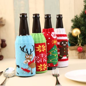 Kerstbierfles koeler mouw sneeuwvlok elanden geprinte acryl isolator flessen mouw xtmas bierfles decoratie wvt0298