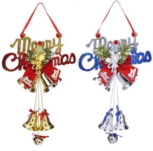 Cloche de Noël Suspendue Décoration Pendentif avec Noeud Papillon Père Noël pour Arbre de Noël Porte Windows Cheminée Décoration Murale