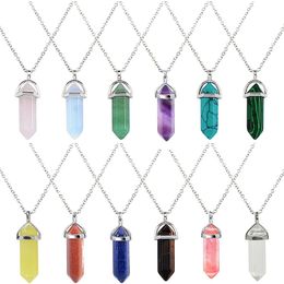 Collier pendentif en cristal, pierre naturelle, hexagone, Yoga, guérison, décoratif, accessoires de mode avec chaîne