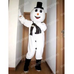 Christmas Black Hat Snowman Mascot Costume Cartoon Characon Oprifits Halloween Carnival Robe Suits Taille de la taille de la taille de la taille adulte Tenue d'extérieur