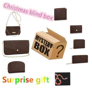 Kerst Blind Box Luxe Portemonnee Designer Tassen Lucky Boxs Een Willekeurig Mysterie Cadeau voor Feestdagen Verjaardag Waarde Portefeuilles Houders ba203W