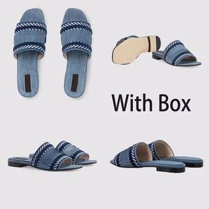 Designer dames sandalen denimglaasjes plat slippers platform strand jelly rubber script geborduurde zomer herfst muilezels buiten waterdicht luxe