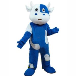 Kerst blauwe melkkoe mascotte kostuum hoge kwaliteit stripfiguur outfits halloween carnaval jurk past volwassen grootte verjaardagsfeestje outdoor outfit