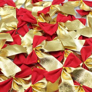 Christmas Bowknot Xmas Tree Decoration Diy Holiday Party Gifts Crafts Gold en Red Pendant Bow