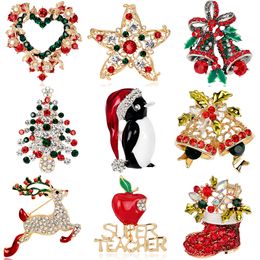 Kerstbroches Corsage Christmas-Tree Collar Pins Boots Snowman Sleigh Bell Penguin Christmas-Broche 93 Styles X-Mas Decoratie versiering kan kiezen