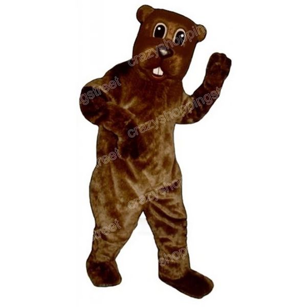 Costume de mascotte de castor brun de Noël, tenue de personnage de dessin animé de haute qualité, tenue de carnaval d'Halloween, taille adulte, tenue de fête d'anniversaire en plein air