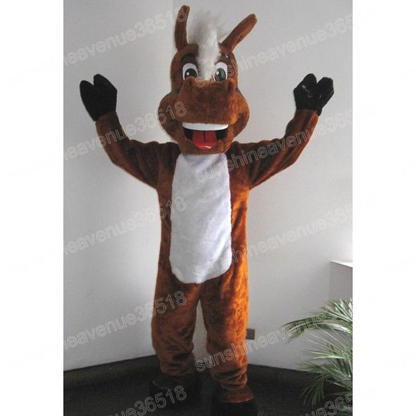 Costume de mascotte de cheval marron de Noël Personnage de thème de dessin animé Carnaval Adultes Taille Halloween Fête d'anniversaire Fantaisie Tenue d'extérieur pour hommes femmes