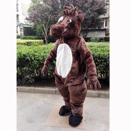 Disfraces de mascota de caballo marrón de Navidad Traje de personaje de dibujos animados de alta calidad Traje Fiesta temática de Halloween al aire libre Adultos Vestido unisex