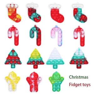 Noël bulle fête Fidget jouet anti-Stress jouets sensoriels Kawaii Dimple porte-clés Grap soulagement de l'anxiété pour les enfants cadeaux d'anniversaire