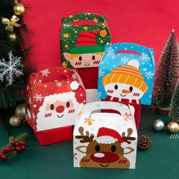Cajas de pastel de Navidad para muffins, cajas de papel plegables para regalo de Navidad de Papá Noel, bolsa de embalaje de regalo de Año Nuevo, suministros para recuerdos de fiesta 908