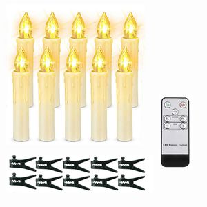 Bougies de Noël Timer à distance LED Tice Candle Batterne Fonctionne Plastics Faux pour Halloween Year Anniversaire Decoration 240430