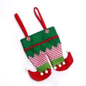 Christmas Candy Bag Elf Elk Broek Treat Pocket Home Party Geschenken Decor Xmas Gift Houders Festival Accessoires WY1415