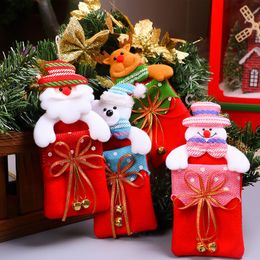 Noël Candy Bag Felt Père Noël Sock Sac cadeau de Noël pour enfants non-tissé de Bell Sac cadeau Arbre de Noël Décoration Hanging