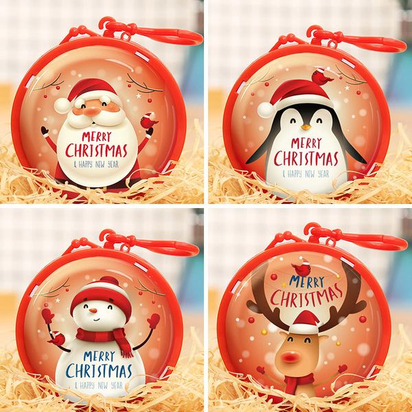 Bolsa de regalo de dulces de Navidad para niños y niñas, mini monedero de Navidad con dibujos animados, caja de regalo de Papá Noel, bolsa de almacenamiento de monedas