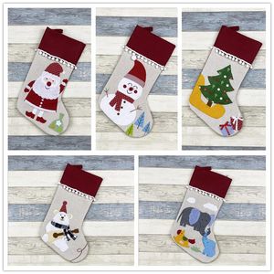 Christmas Candy Gift Tas Elephant Bear Pattern Socking Non-Woven Stof Santa Sok Open haard Hangende hanger