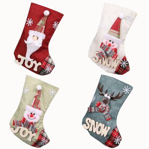 Kerst Candy Socks Paillin Gift Wrap Bags Stocking for Christmas Tree Ornamenten Decoratie Santa Claus Rendier Bear Snowman RRE15056