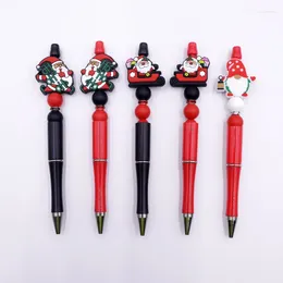 Dibujos animados de Navidad colorido Papá Noel muñeco de nieve con cuentas bolígrafo multifuncional regalo para estudiantes
