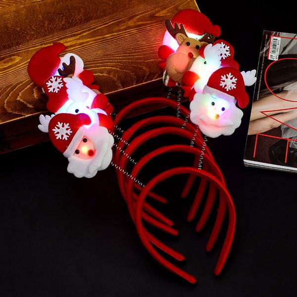 Dessin animé de Noël bandeau en peluche boucle de tête bilatérale boutique de cadeaux pour enfants robe de fête de Noël Led Rave Toy