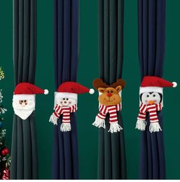 Kerstcartoon Santa Claus Elk Snowman Doll Curtain Buckle Merry Christmas Decorations for Home Kerstmis ornamenten FY7984