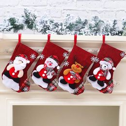 Bas de dessin animé de Noël Père Noël Bonhomme de neige Elk Chaussette de Noël Chaussettes de bonbons Sac Festival Suspendus Décor Props Fournitures de fête SN4574