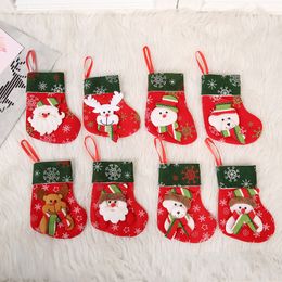 Kerstcartoon kous Santa Claus Snowman Elk Sock Xmas Candy Gift Socks Bag Festival Hanging Decor Props Party Supplies Th0329