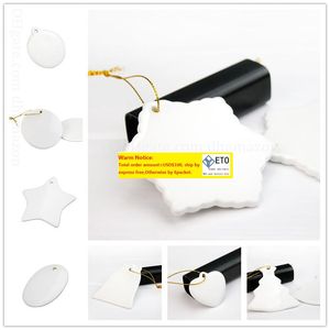 Décorations de Noël en céramique Sublimation pendentifs bricolage blanc blanc cadeau créatif mode style famille ornement accessoires chaleur